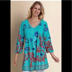 Soft Surroundings M tropical print tunic/cover up